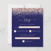 Budget Roos Gold Glitter Navy Blush Wedding RSVP (Voorkant)