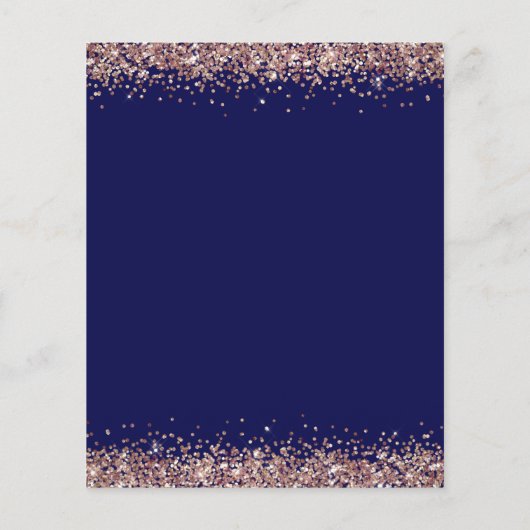 BUDGET Roos Gold Glitter Navy Evening Party nodigt (Achterkant)