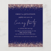 BUDGET Roos Gold Glitter Navy Evening Party nodigt (Voorkant)