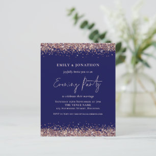 BUDGET Roos Gold Glitter Navy Evening Party nodigt
