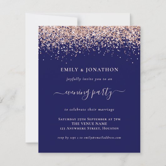 Budget Roos Gold Glitter Navy Evening Wedding (Voorkant)