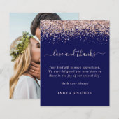 Budget Roos Gold Glitter Photo Navy Weddenschappen (Voorkant / Achterkant)