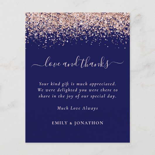 Budget Roos Gold Glitter Photo Navy Weddenschappen (Voorkant)