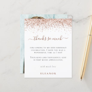 Budget Roos Gold Glitter Photo Sweet 16 Bedankt