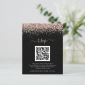 Budget Roos Gold Glitter QR Black Weddenschap RSVP (Staand voorkant)