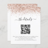 Budget Roos Gold Glitter QR Code Weddenschap Detai (Voorkant / Achterkant)