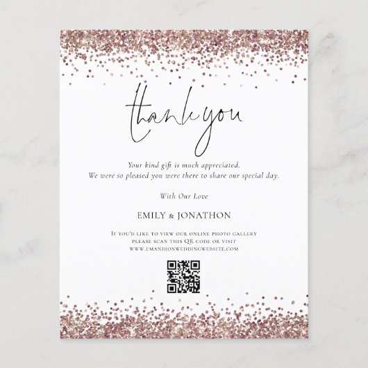 Budget Roos Gold Glitter QR Code Weddenschap Harte (Voorkant)