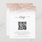 Budget Roos Gold Glitter QR Code Weddenschap RSVP (Voorkant / Achterkant)