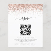 Budget Roos Gold Glitter QR Code Weddenschap RSVP (Voorkant)