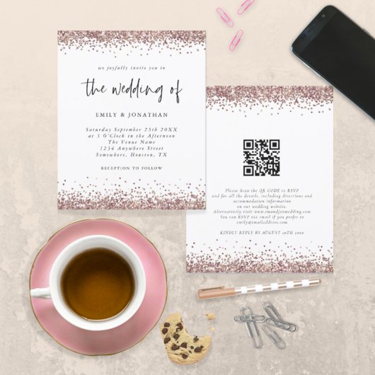 Budget Roos Gold Glitter QR Code Weddenschap Uitno