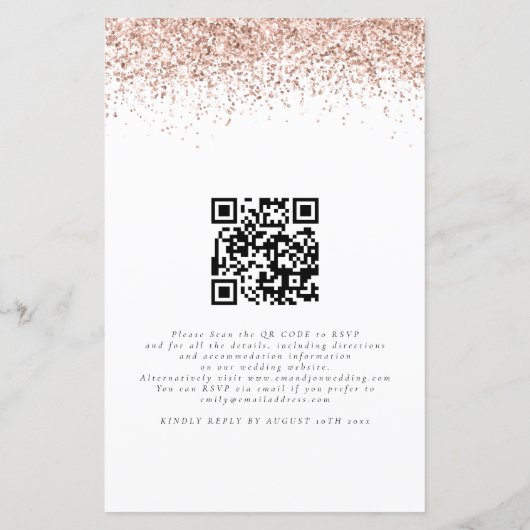 Budget Roos Gold Glitter QR Code Weddenschap Uitno (Achterkant)