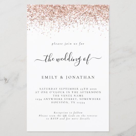 Budget Roos Gold Glitter QR Code Weddenschap Uitno (Voorkant)