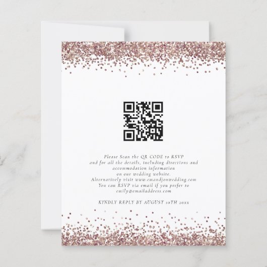 Budget Roos Gold Glitter QR Code Weddenschap Uitno (Achterkant)