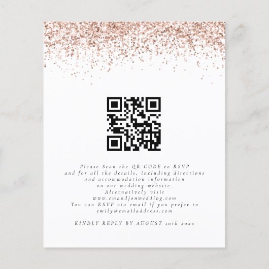 Budget Roos Gold Glitter QR Code Weddenschap Uitno (Achterkant)
