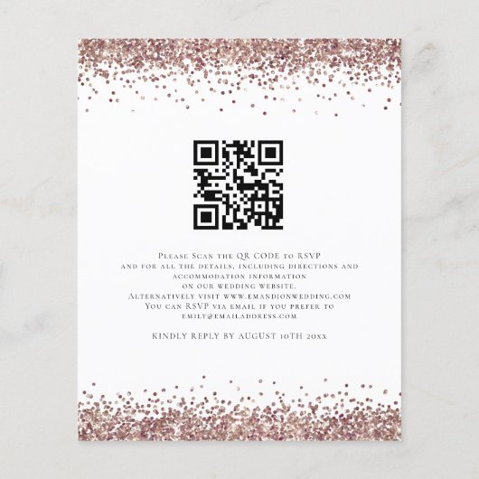 Budget Roos Gold Glitter QR Code Weddenschap Uitno (Achterkant)