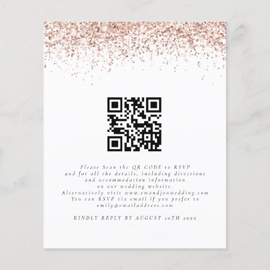 Budget Roos Gold Glitter QR Code Weddenschap Uitno (Achterkant)