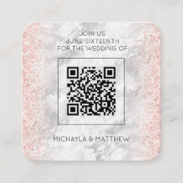 Budget Roos Gold Glitter QR Code Weddenschap Uitno Vierkante Visitekaartje