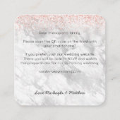 Budget Roos Gold Glitter QR Code Weddenschap Uitno Vierkante Visitekaartje (Achterkant)