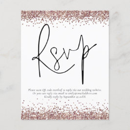 Budget Roos Gold Glitter QR Code Wedding RSVP enc