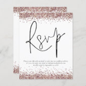 Budget Roos Gold Glitter QR Code Wedding RSVP enc (Voorkant / Achterkant)