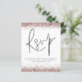 Budget Roos Gold Glitter QR Code Wedding RSVP enc (Staand voorkant)