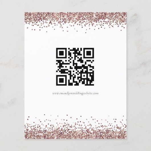 Budget Roos Gold Glitter QR Code Wedding RSVP enc (Achterkant)