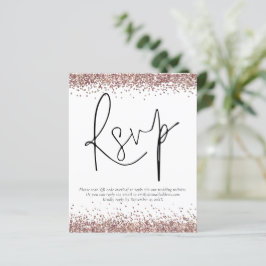 Budget Roos Gold Glitter QR Code Wedding RSVP enc