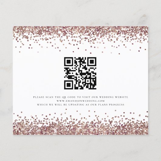 Budget Roos Gold Glitter QR Code Weduwsdatum (Achterkant)