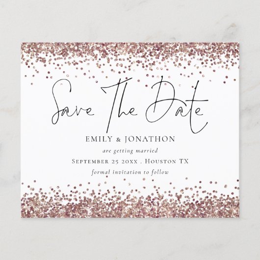 Budget Roos Gold Glitter QR Code Weduwsdatum