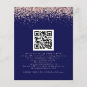 Budget Roos Gold Glitter QR Navy Wedding Invite (Achterkant)
