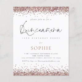 Budget Roos Gold Glitter Quinceanera Party Invite