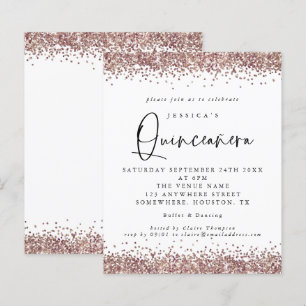 Budget Roos Gold Glitter Quinceanera Uitnodiging