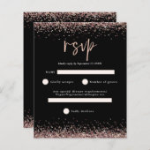 Budget Roos Gold Glitter Script Black RSVP (Voorkant / Achterkant)