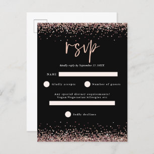 Budget Roos Gold Glitter Script Black Weddenschap Briefkaart