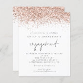 Budget Roos Gold Glitter Script Verloving Uitnodig (Voorkant / Achterkant)
