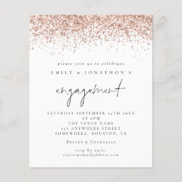 Budget Roos Gold Glitter Script Verloving Uitnodig