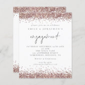 Budget Roos Gold Glitter Script Verloving Uitnodig (Voorkant / Achterkant)