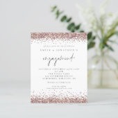 Budget Roos Gold Glitter Script Verloving Uitnodig (Staand voorkant)
