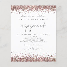 Budget Roos Gold Glitter Script Verloving Uitnodig