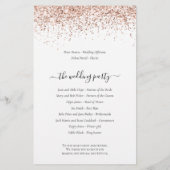 Budget Roos Gold Glitter Script Weddenprogramma (Achterkant)