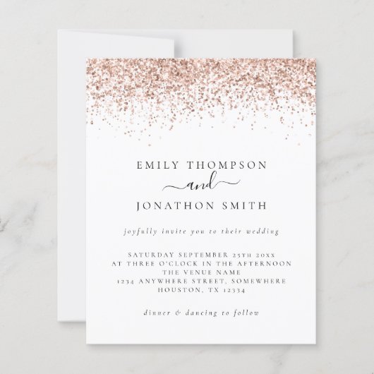 Budget Roos Gold Glitter Script Weddenschap (Voorkant)