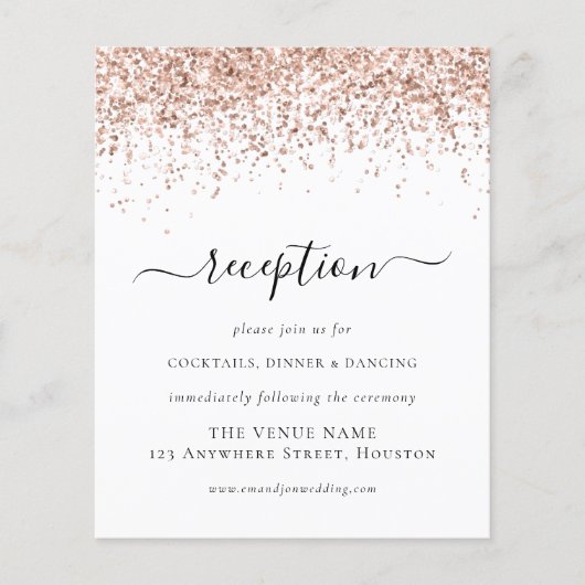 Budget Roos Gold Glitter Script Weduwen Ontvangen (Voorkant)