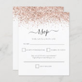 Budget Roos Gold Glitter Script Weduwschap RSVP (Voorkant / Achterkant)