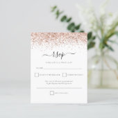 Budget Roos Gold Glitter Script Weduwschap RSVP (Staand voorkant)