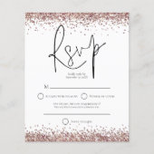 Budget Roos Gold Glitter Script Weduwschap RSVP (Voorkant)