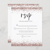 Budget Roos Gold Glitter Script Weduwschap RSVP (Voorkant / Achterkant)