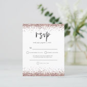 Budget Roos Gold Glitter Script Weduwschap RSVP (Staand voorkant)