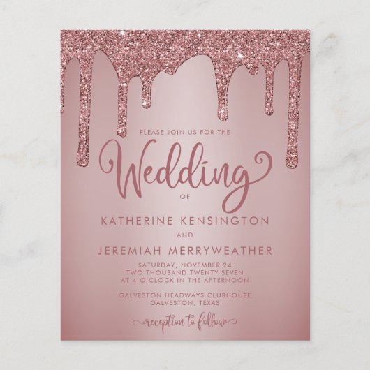 BUDGET Roos Gold Glitter Sparkle Wedding (Voorkant)