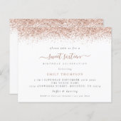 Budget Roos Gold Glitter Sweet 16 Party Invitation (Voorkant / Achterkant)