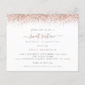 Budget Roos Gold Glitter Sweet 16 Party Invitation (Voorkant)